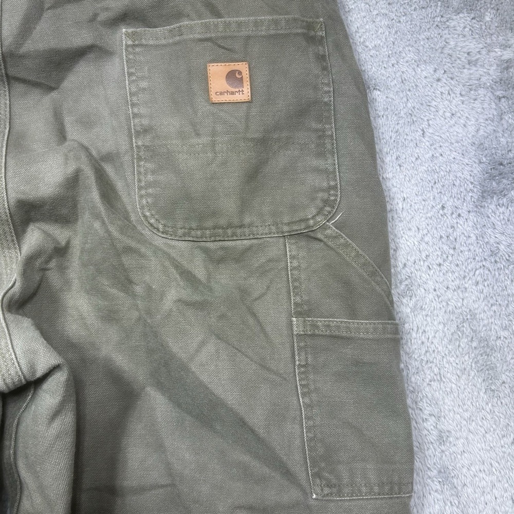 Carhartt Pants Mens 42x30 Moss Green Carpenter Dungaree Canvas Duck B11 MOS - Picture 8 of 15